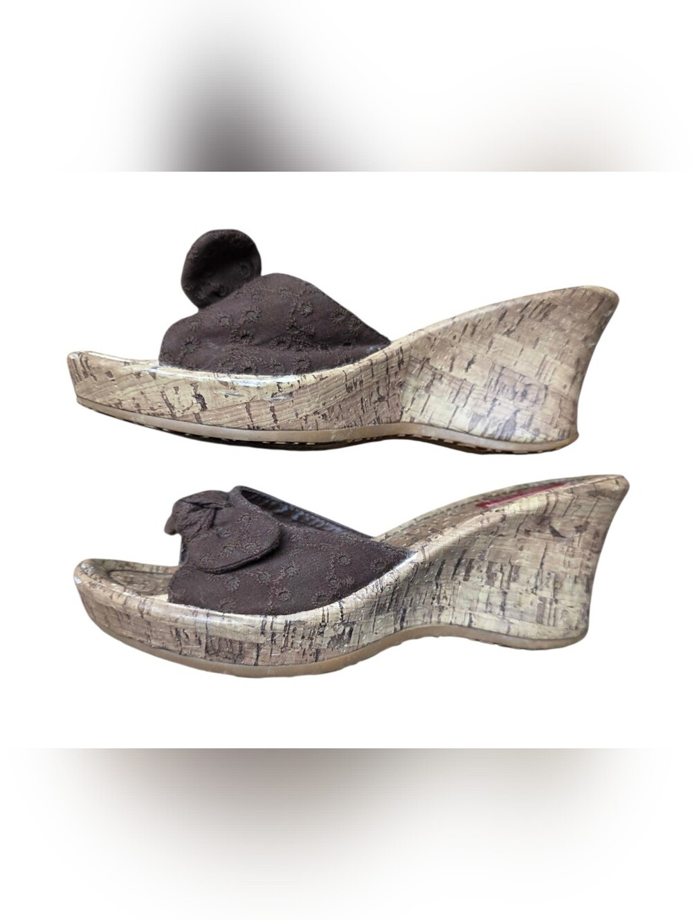 Shoes With Cute Brown Bow Open Toe Size 8